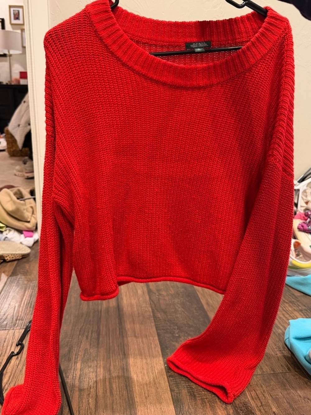 Wild Fable Red Cropped Crewneck Sweater size L